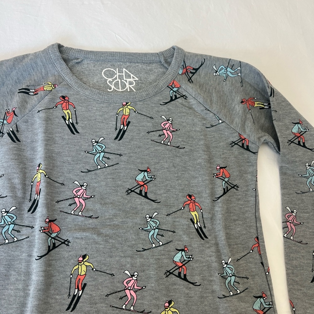 Chaser Multicolor Ski Print Sweatshirt Medium
